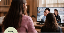 Students connecting through an online social session